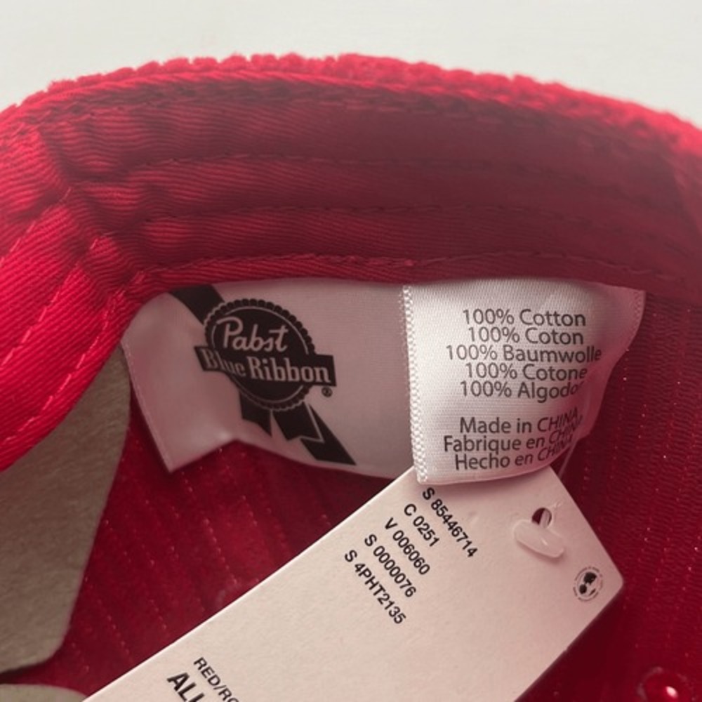Pabst Blue Ribbon PBR Racing Team Red Corduroy Snapback Adjustable Hat Cap NWT - Picture 5 of 6